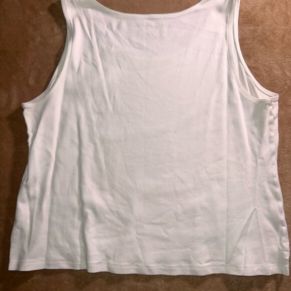 Kim Rogers Women 3XL Solid White Scoop Neck Cotton Sleeveless Tank Top Shirt (V) - Picture 6 of 6